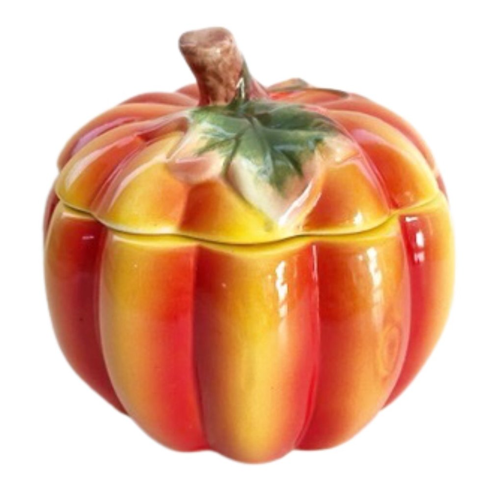 Ceramic Pumpkin Covered Bowl Fall Décor